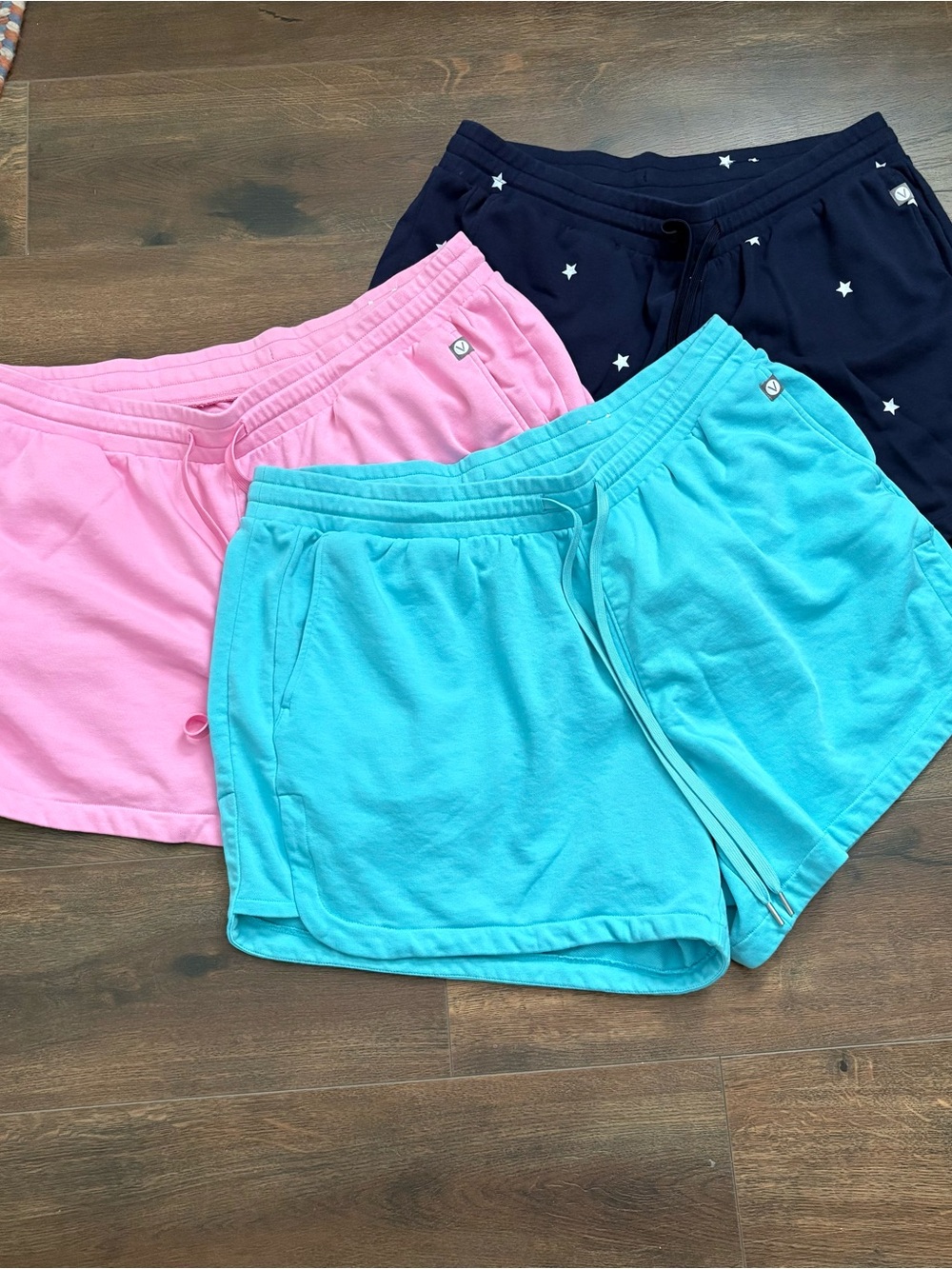 Lane Bryant bundle of 3 French Terry Casual Drawstring Shorts - Pink, Aqua, Navy